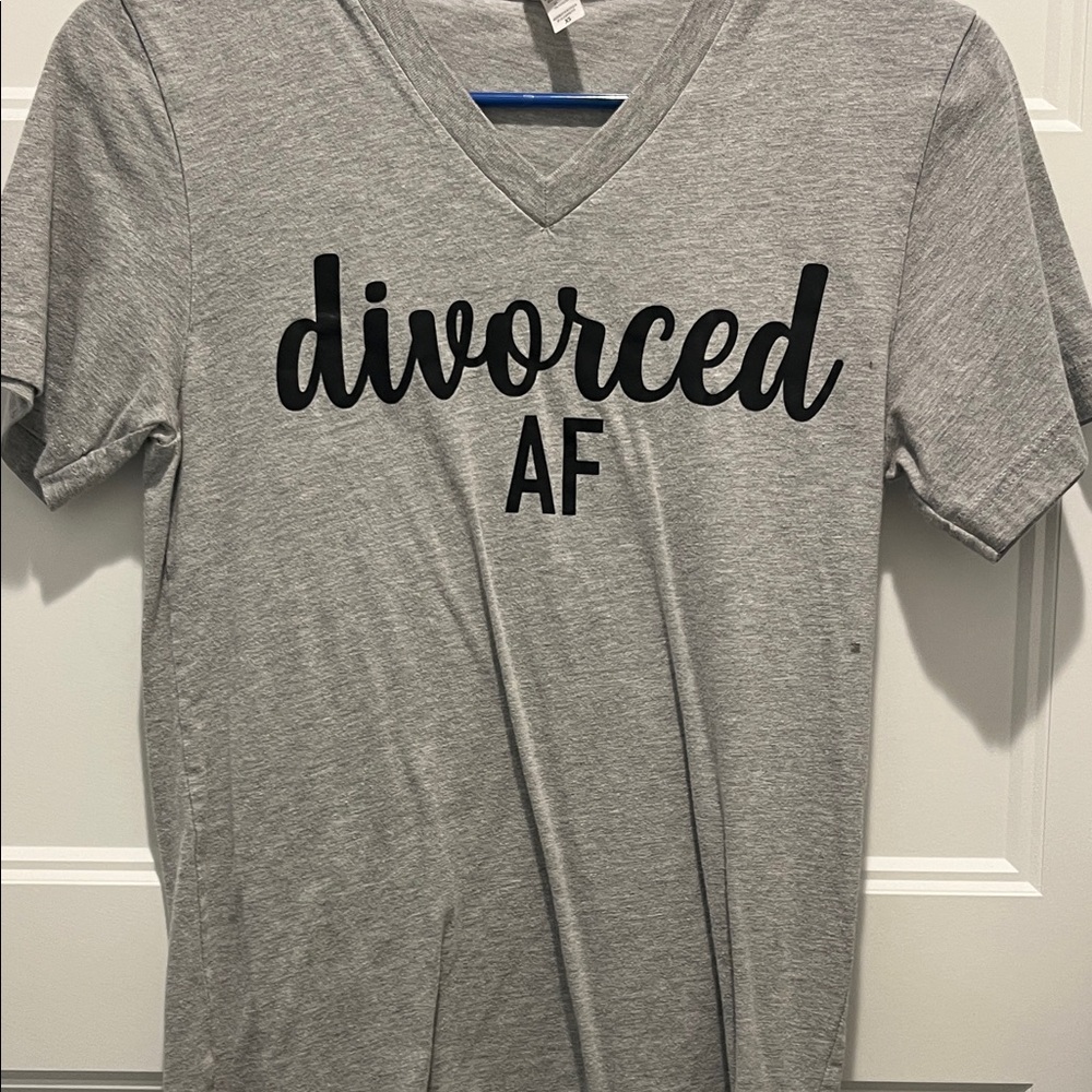 Bella Canvas Gray V-Neck T-Shirt with Black Text